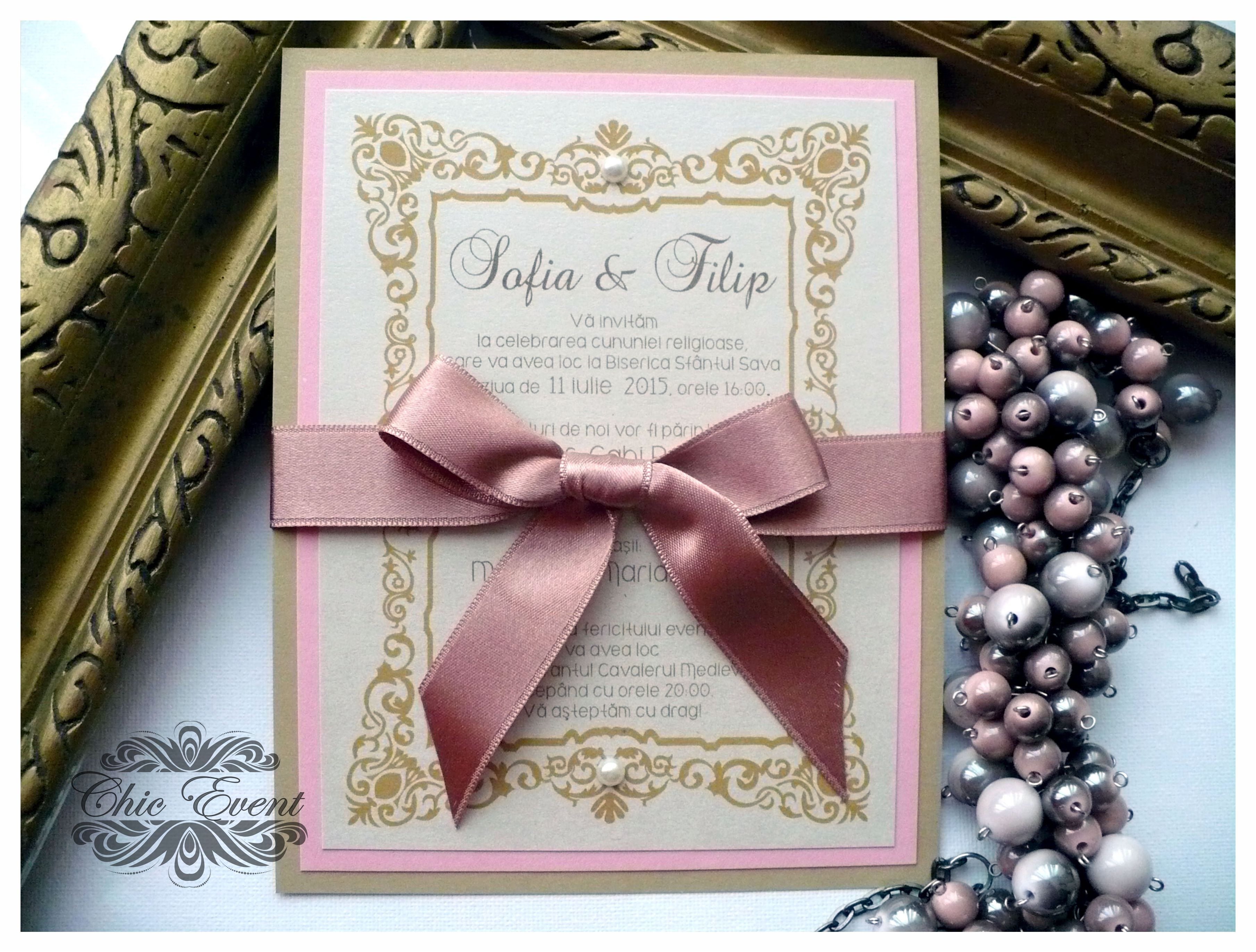 Invitatie De Nunta Handmade Gold Pink Blush Ra3 Handmade Chic